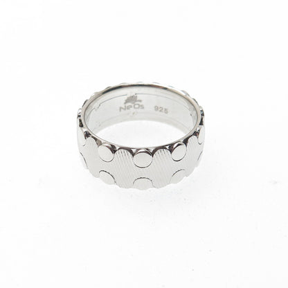 NEOS 925 Sterling Silver Textured Dotted Band Ring Size 8.75