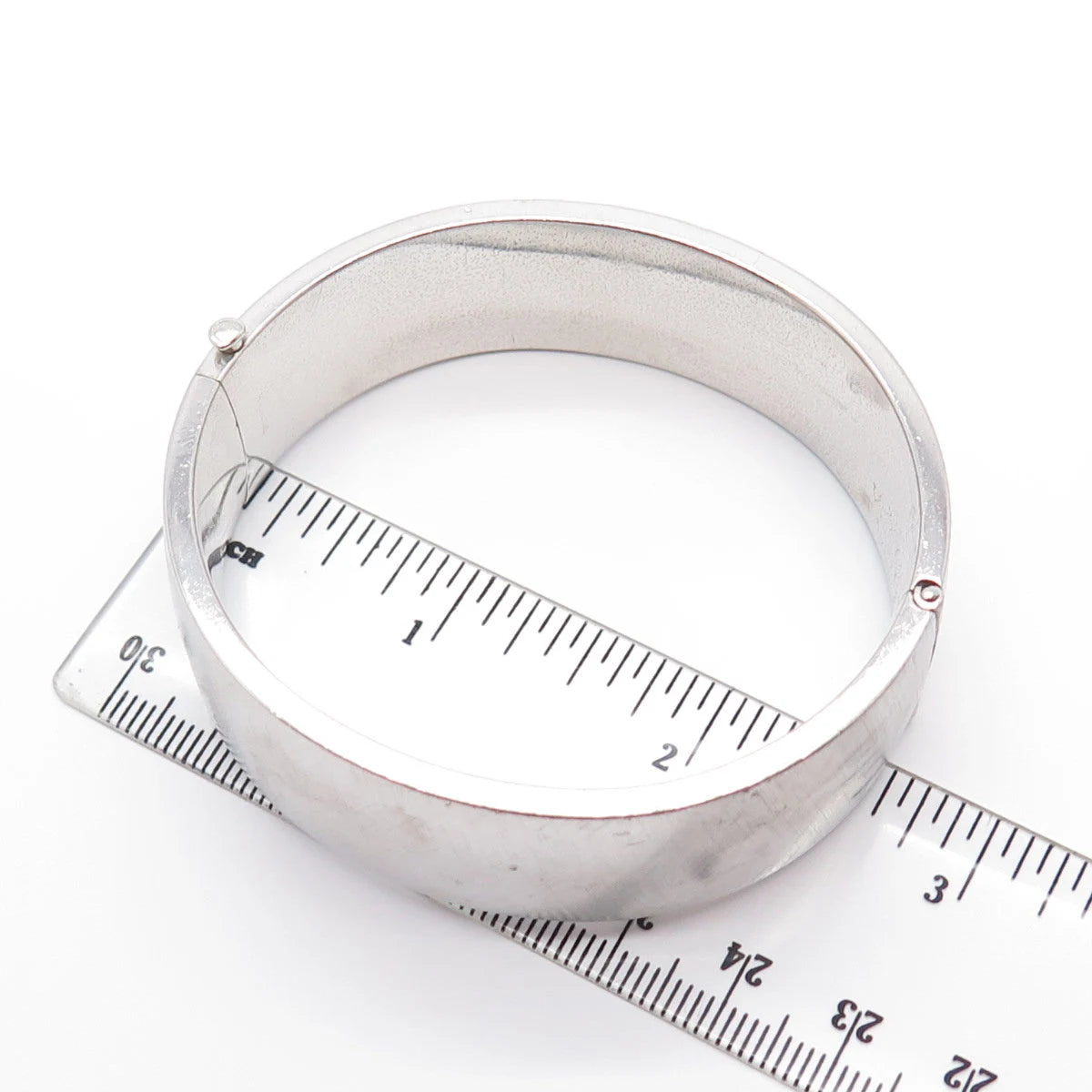 925 Sterling Silver Antique Textured Hinged Bangle Bracelet 7"