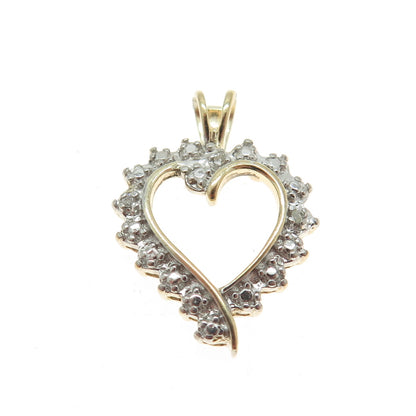 ROSS SIMONS 925 Sterling Silver 2-Tone Real White Diamond Accent Heart Pendant