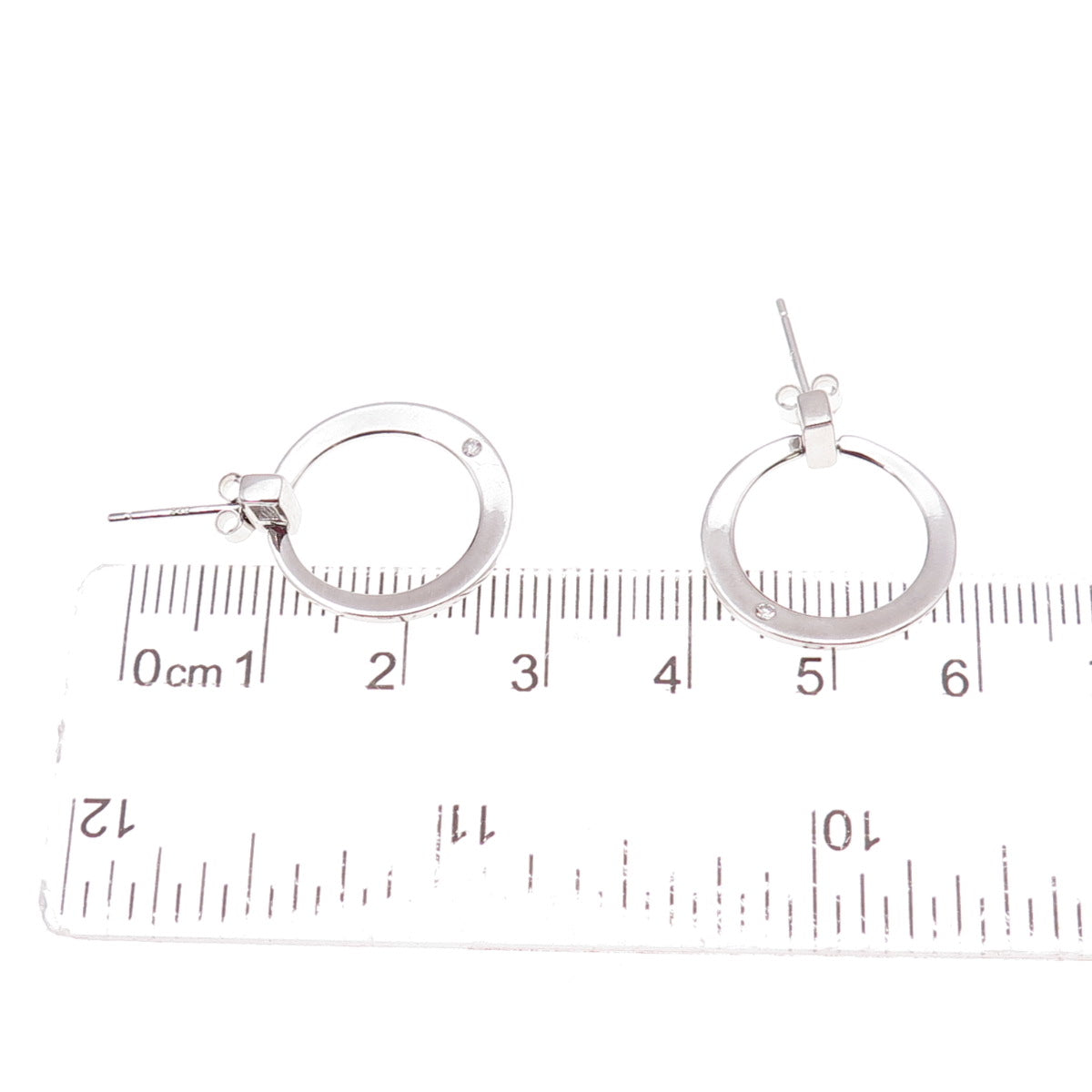 925 Sterling Silver Real Round-Cut Diamond Circle Earrings