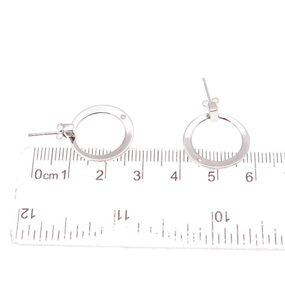 925 Sterling Silver Real Round-Cut Diamond Circle Earrings
