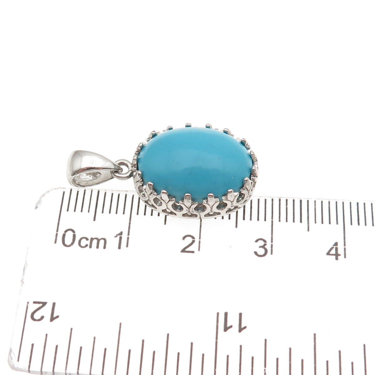 925 Sterling Silver Real Cabochon Turquoise Charm Pendant