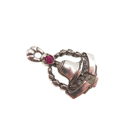 CTO O.C. Tanner 925 Sterling Silver Vintage Rhinestone Bell Mini Charm Pendant