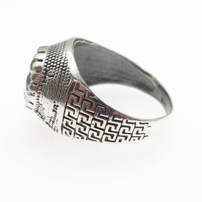925 Sterling Silver Vintage Round-Cut C Z Modernist Oxidized Ring Size 9.5