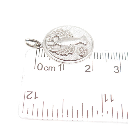 925 Sterling Silver Vintage Cancer Zodiac Sign Mini Charm Pendant
