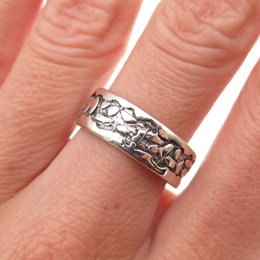 Bell Trading Post 925 Sterling Silver Vintage Nugget Oxidized Band Ring Size 8