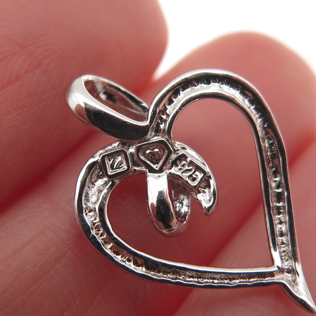 925 Sterling Silver Round-Cut C Z Heart Mini Charm Pendant