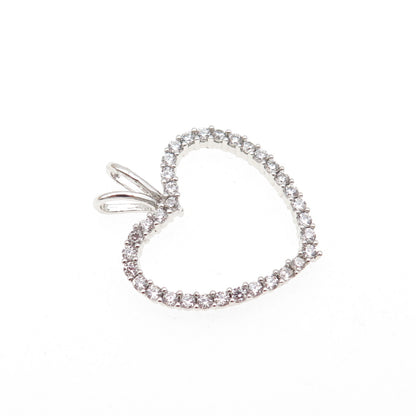 925 Sterling Silver Round-Cut C Z Heart Mini Charm Pendant