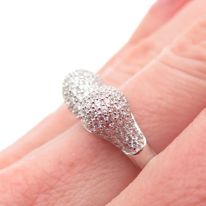 925 Sterling Silver Round-Cut C Z Bypass Dome Ring Size 7.25