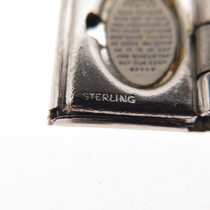 Danecraft 925 Sterling Antique Art Deco Cross Prayer Locket Mini Charm Pendant