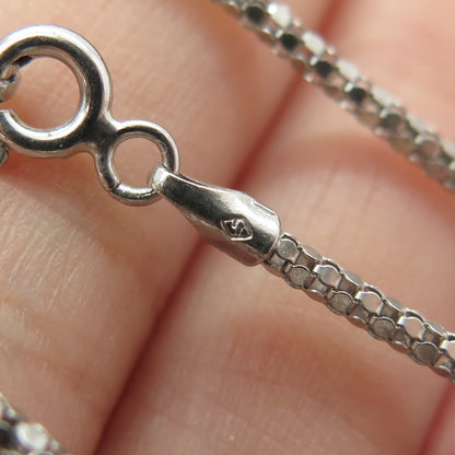 925 Sterling Silver Round-Cut C Z Key Flat Popcorn Chain Necklace 16"