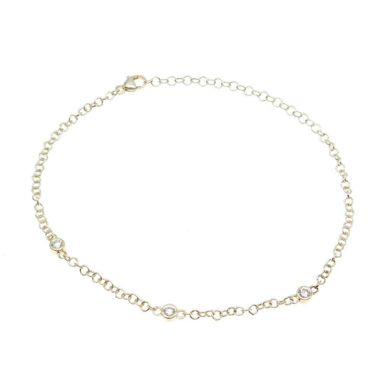 925 Sterling Silver Gold Plated Round-Cut C Z Adjustable Bracelet 7-9.25"
