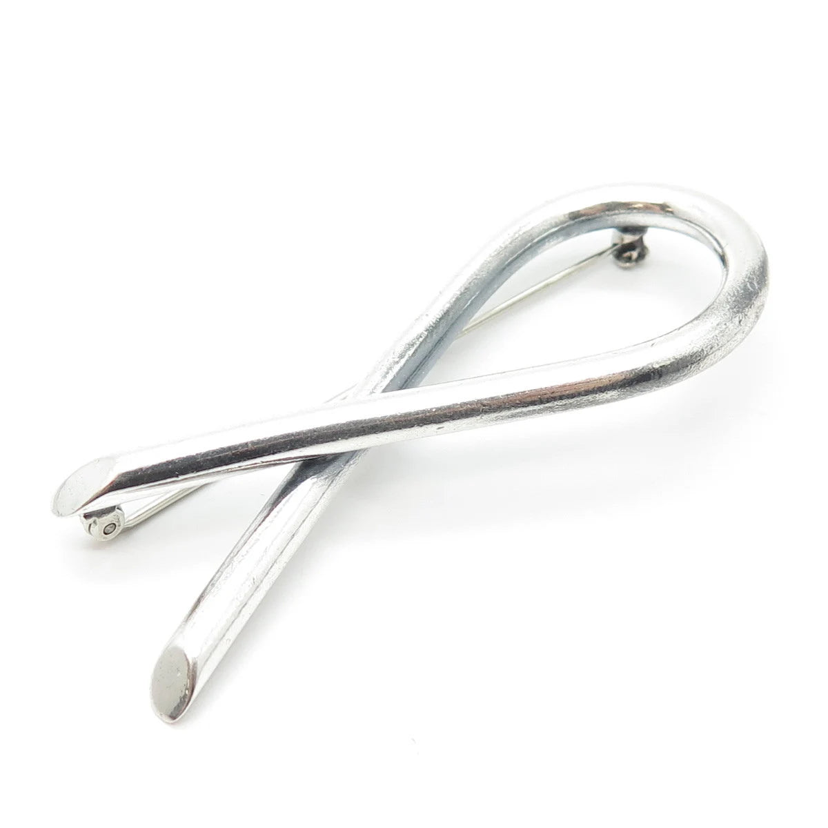 999 Silver Vintage Mexico Ribbon Pin Brooch