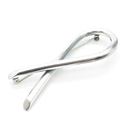 999 Silver Vintage Mexico Ribbon Pin Brooch