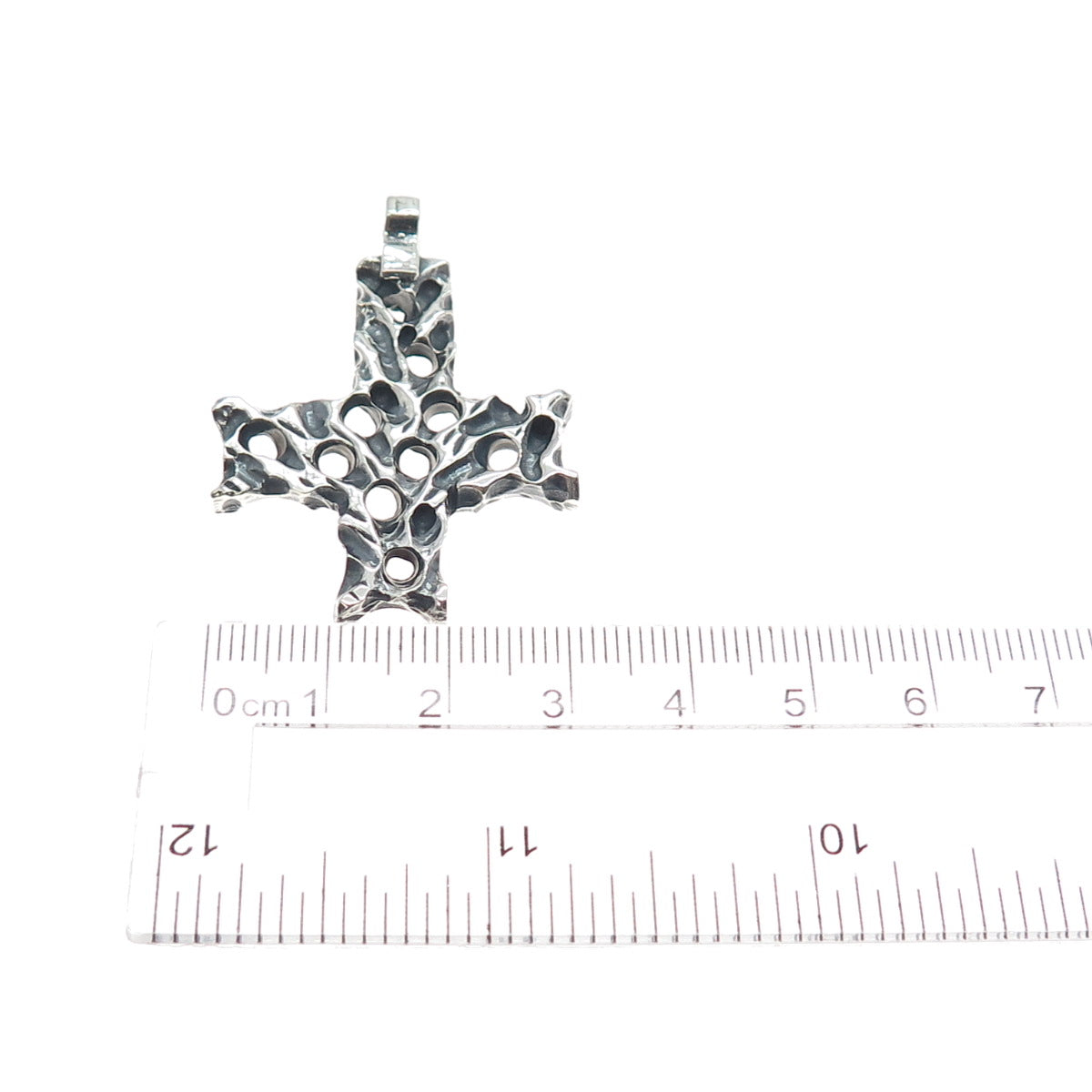 925 Sterling Silver Vintage Modernist Cross Oxidized Charm Pendant