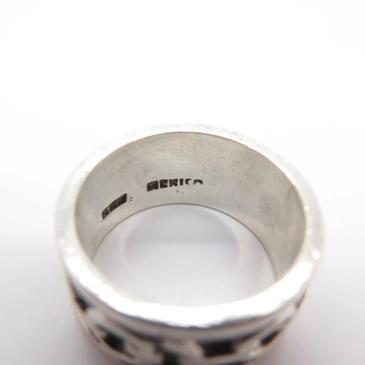 925 Sterling Silver Vintage Mexico Chain Band Ring Size 9.75