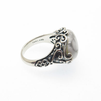 ELYSE RYAN 925 Sterling Silver Vintage Real Howlite Modernist Ring Size 6.25