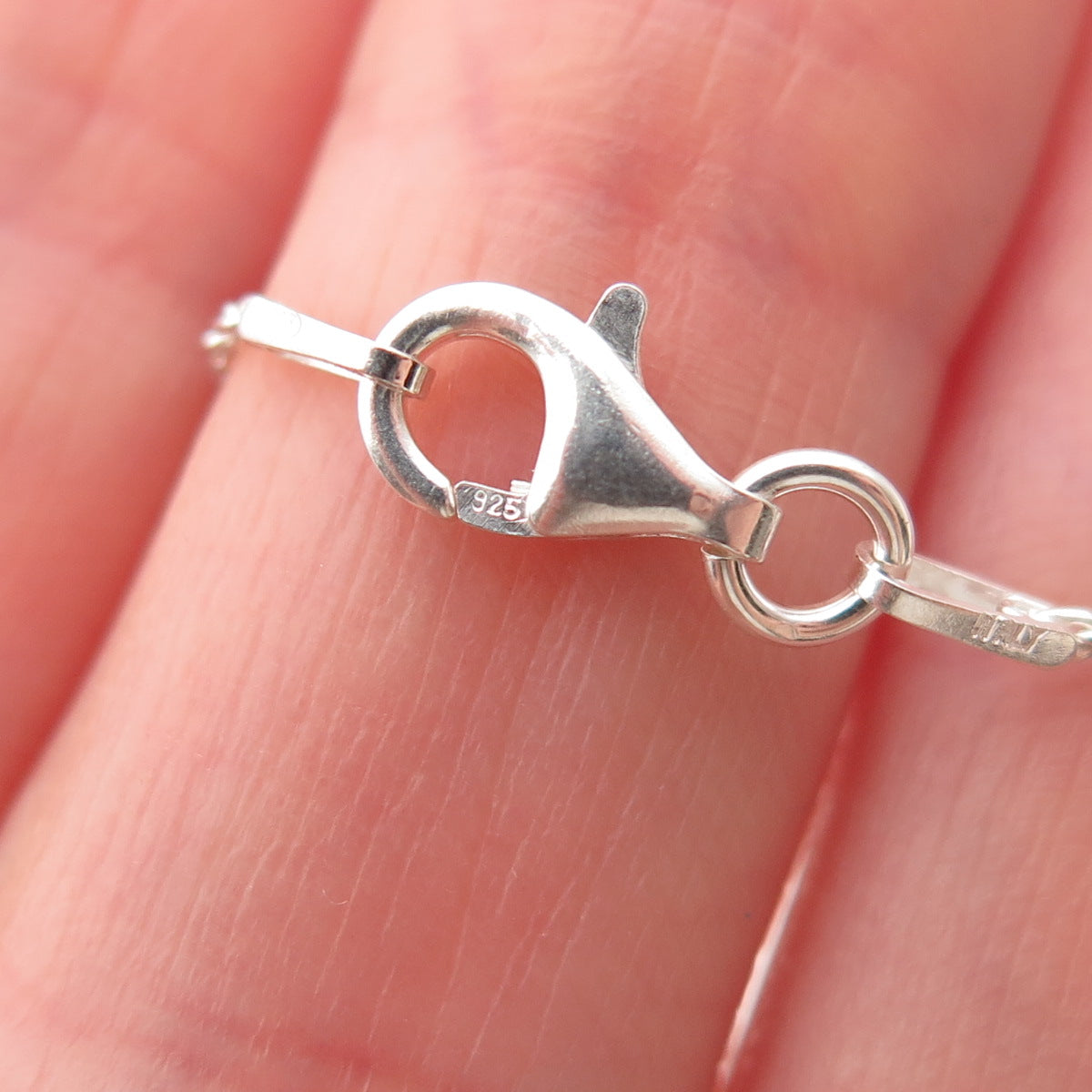 925 Sterling Silver Italy Diamond-Cut Beads Station Cable Chain Necklace 24"