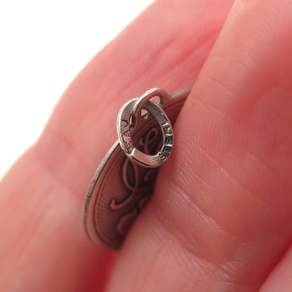 Beau 925 Sterling Silver Vintage I Love You Oxidized Charm Pendant