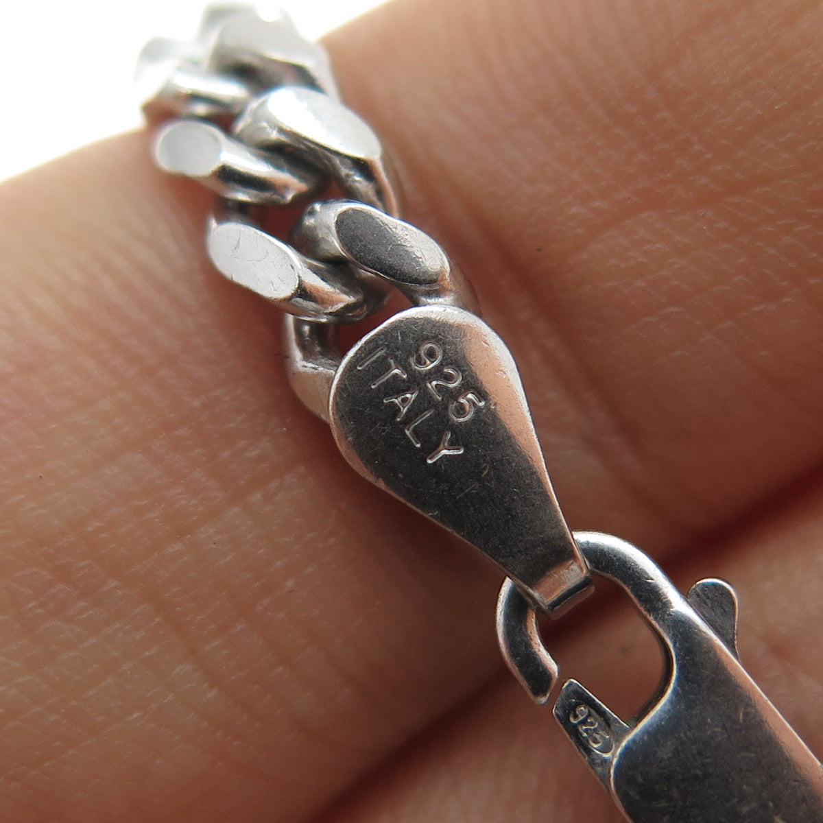 KARIZIA SPA KA-1772 925 Sterling Silver Vintage Italy Cuban Chain Necklace 22"