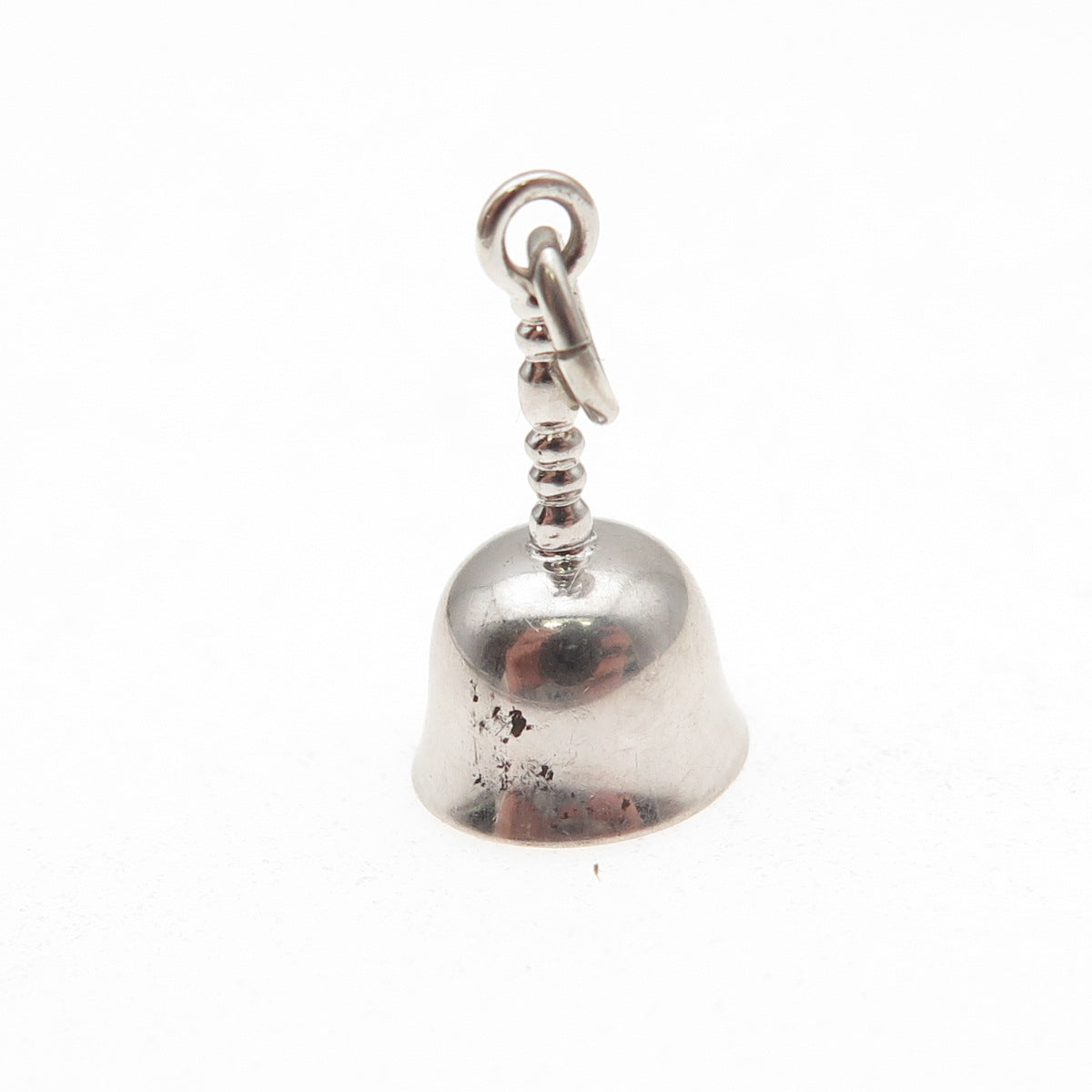 925 Sterling Silver Antique Art Deco Bell 3D Mini Charm Pendant