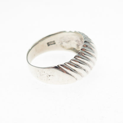 CHAPAL ZENRAY 925 Sterling Silver Vintage Ribbed Dome Oxidized Ring Size 7.25