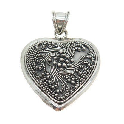SUARTI BALI 925 Sterling Silver Vintage Granulated Heart Pendant