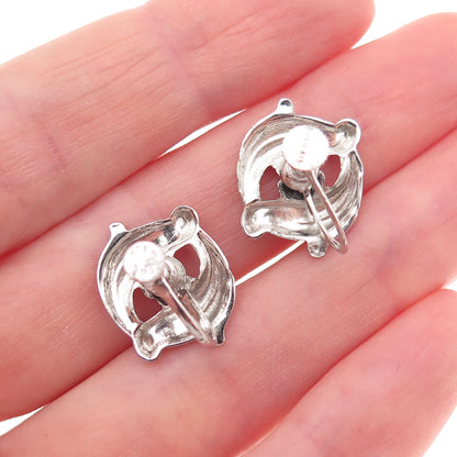 925 Sterling Silver Vintage Floral Screw Back Earrings