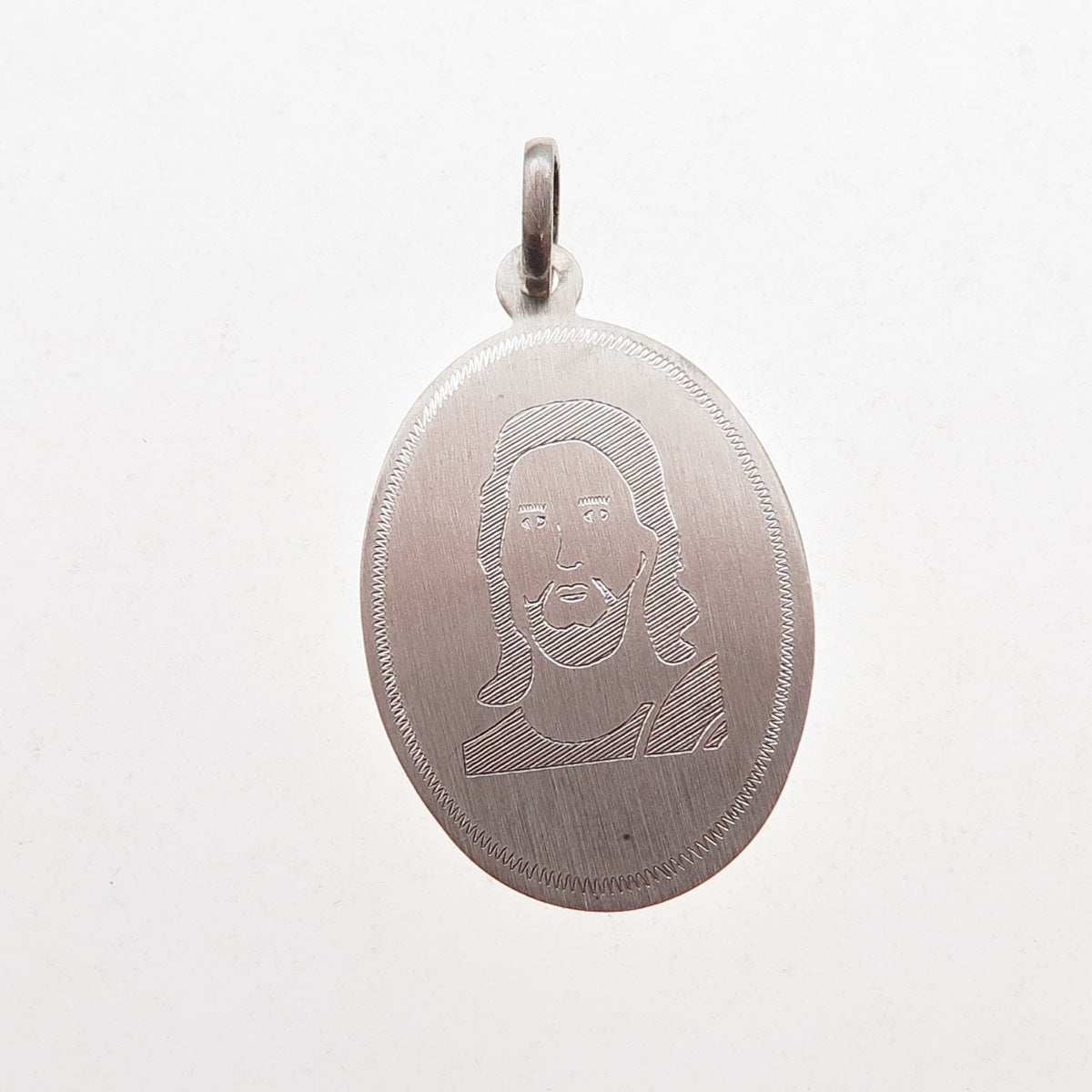 925 Sterling Silver Vintage Engraved Jesus Charm Pendant