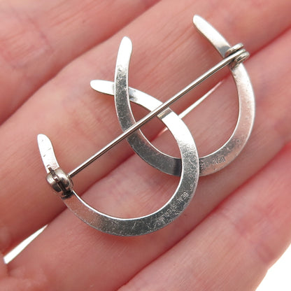 Beau 925 Sterling Silver Antique Art Deco Double Horseshoe Good Luck Pin Brooch