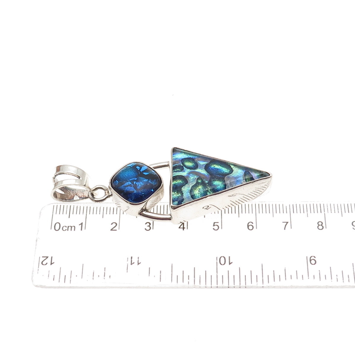 HEU 925 Sterling Silver Vintage Dichroic Glass Modernist Pendant