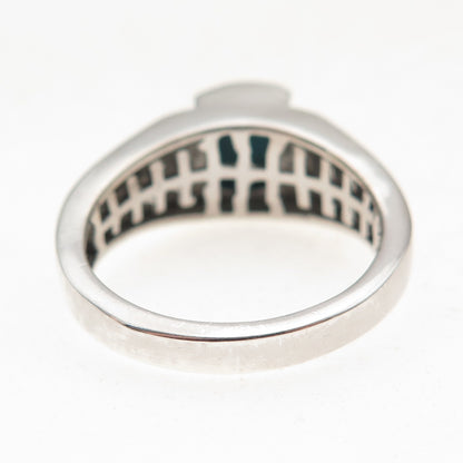 Chuck Clemency 925 Sterling Silver Real Diamond & Turquoise Ring Size 10.25