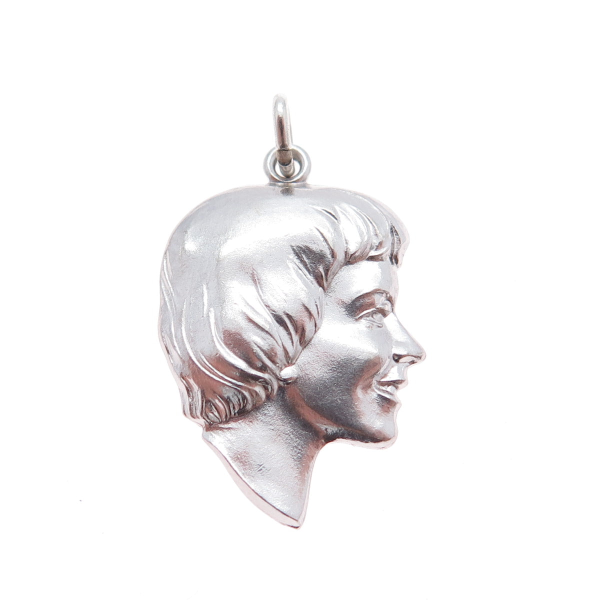 WELLS 925 Sterling Silver Vintage Boy Profile Charm Pendant