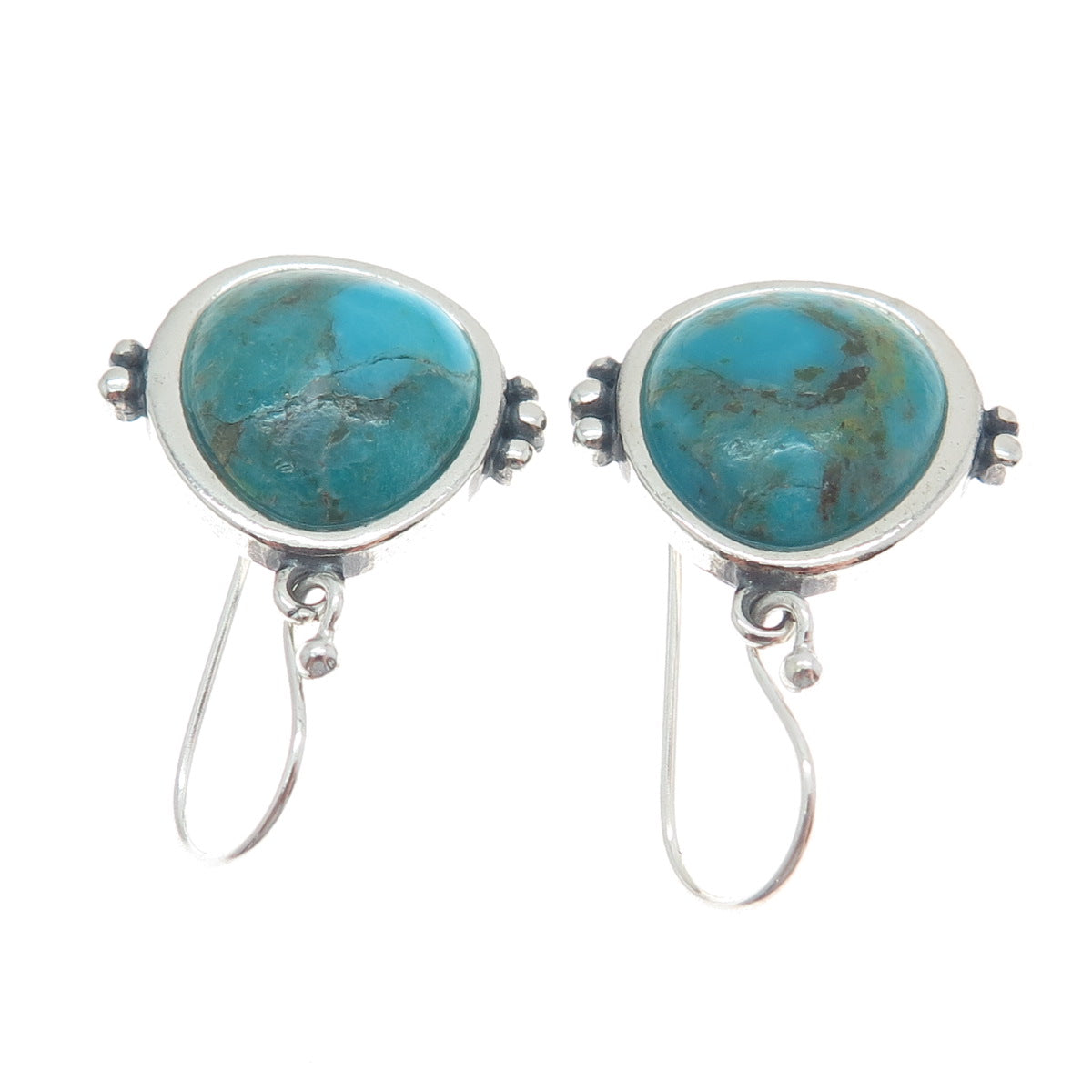 DESERT WIND 925 Sterling Silver Southwestern Real Turquoise Dangle Earrings