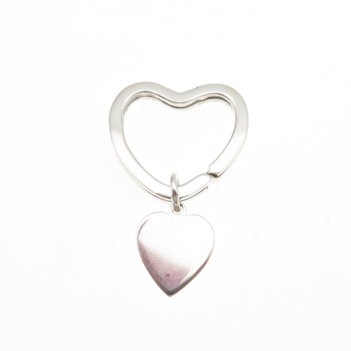TIFFANY & CO. 925 Sterling Silver Vintage Heart Key Fob Ring Holder