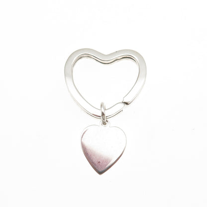 TIFFANY & CO. 925 Sterling Silver Vintage Heart Key Fob Ring Holder