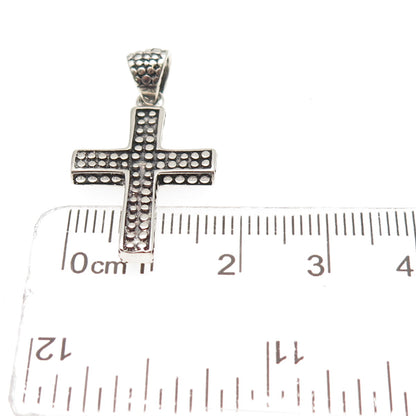 925 Sterling Silver Vintage Dotted Cross Oxidized Charm Pendant