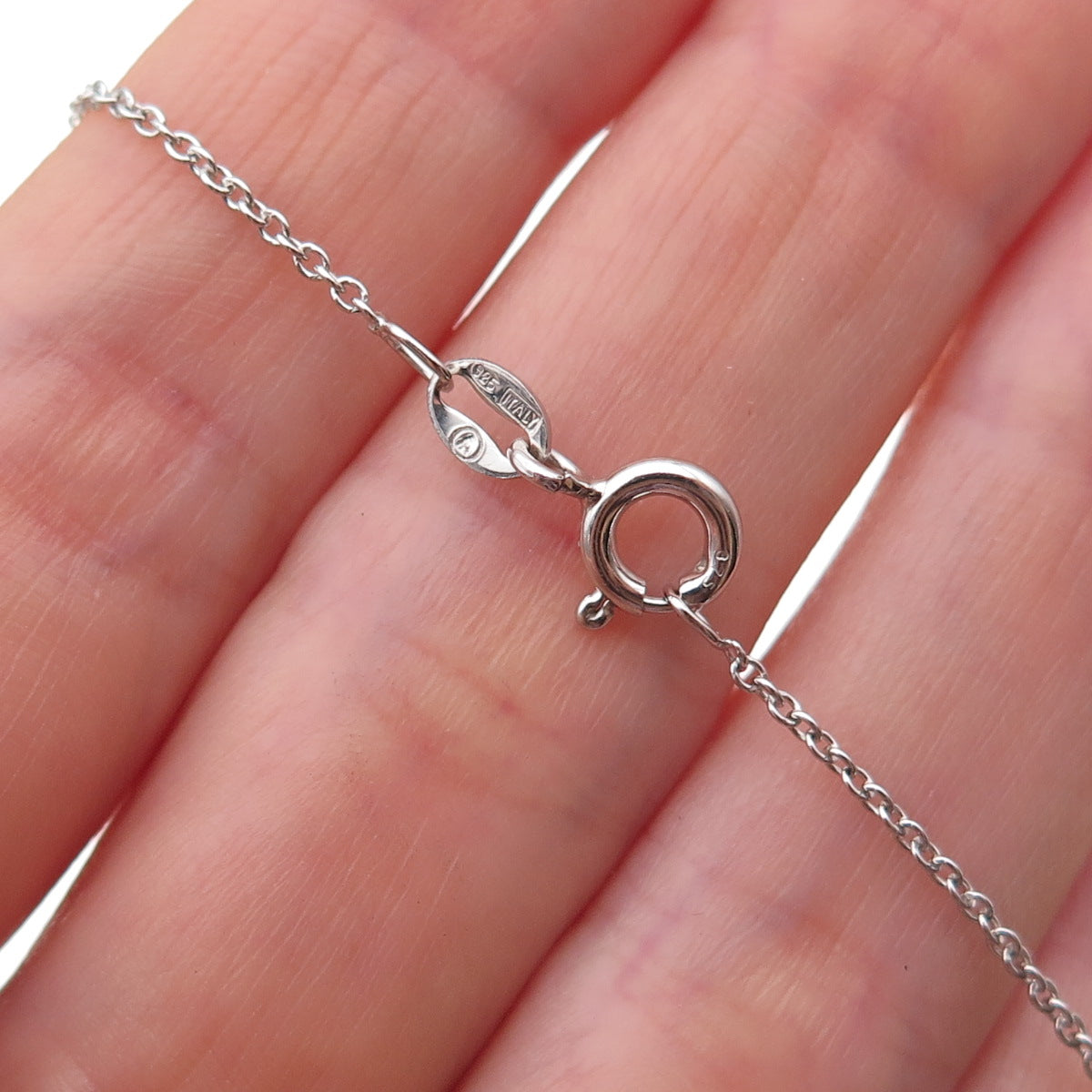 925 Sterling Silver Real Diamond & Sapphire Floral Cable Chain Necklace 18"