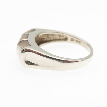 Michelle Albala 925 Sterling Silver Vintage Real MOP Modernist Ring Size 10