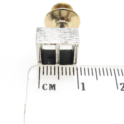 925 Sterling Silver 2-Tone Vintage Open Box Lapel Pin
