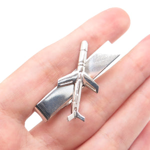 925 Sterling Silver Vintage Airplane Tie Clip