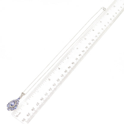 925 Sterling Silver Real Tanzanite & White Topaz Cable Chain Necklace 18"