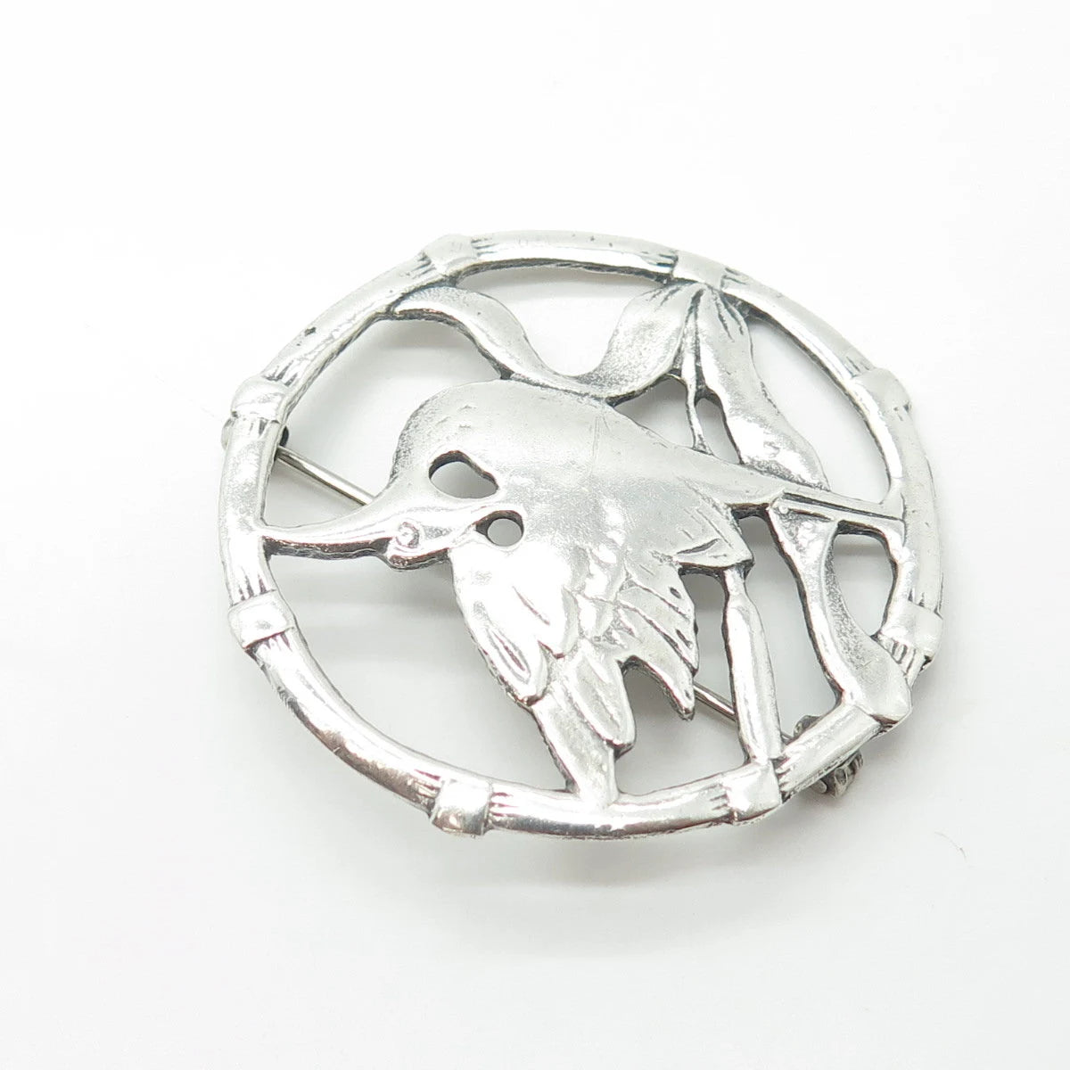 925 Sterling Silver Vintage Stork Bird Pin Brooch