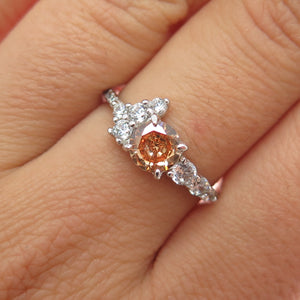 BOMB PARTY 925 Sterling Silver Round-Cut Champagne & White C Z Ring Size 7.25