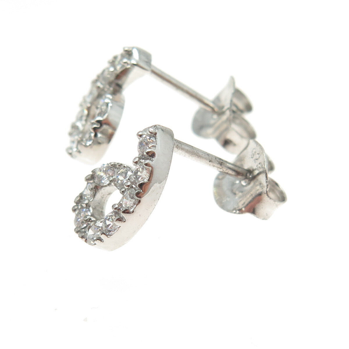 925 Sterling Silver Round-Cut C Z Lucky Number 6 Stud Earrings