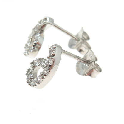 925 Sterling Silver Round-Cut C Z Lucky Number 6 Stud Earrings