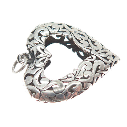 JEZLAINE 925 Sterling Silver Vintage Ornate Heart Pendant