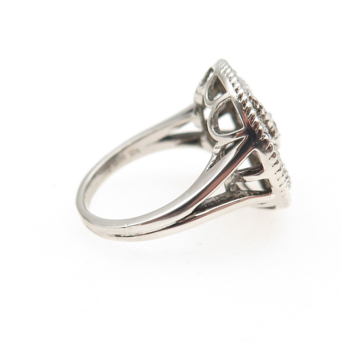 OLIVIA 925 Sterling Silver Real Round-Cut 0.05 ct Diamond Floral Ring Size 6.5
