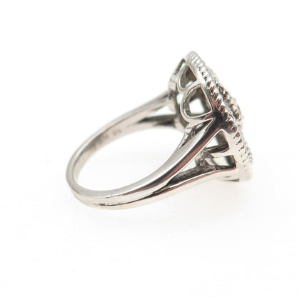OLIVIA 925 Sterling Silver Real Round-Cut 0.05 ct Diamond Floral Ring Size 6.5