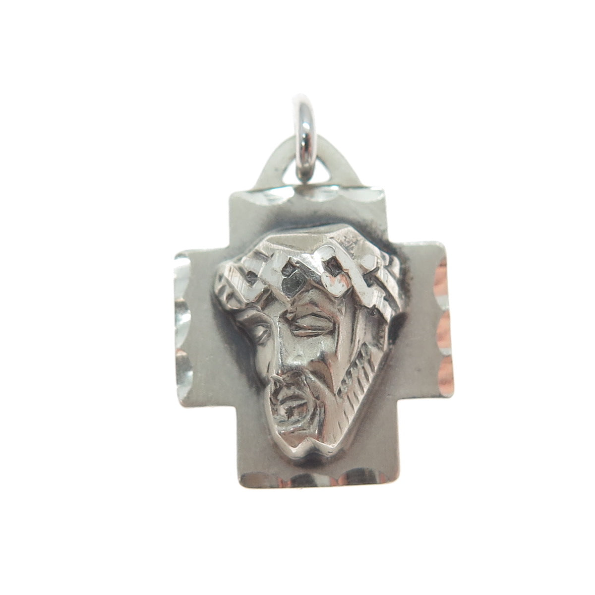 THEDA 925 Sterling Silver Vintage Jesus Cross Religious Pendant